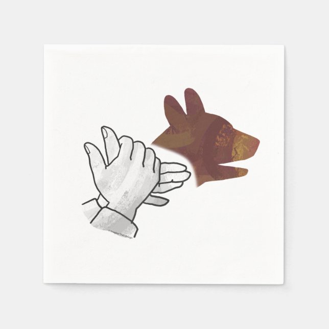 Hand Silhouette Dog Brown Paper Napkins (Front)