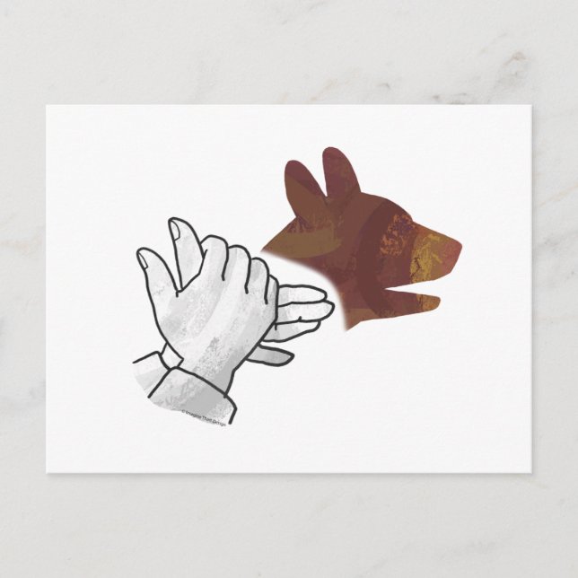 Hand Silhouette Dog Brown Postcard (Front)