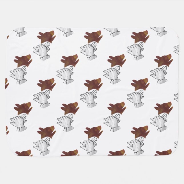 Hand Silhouette Dog Brown Swaddle Blanket (Horizontal)