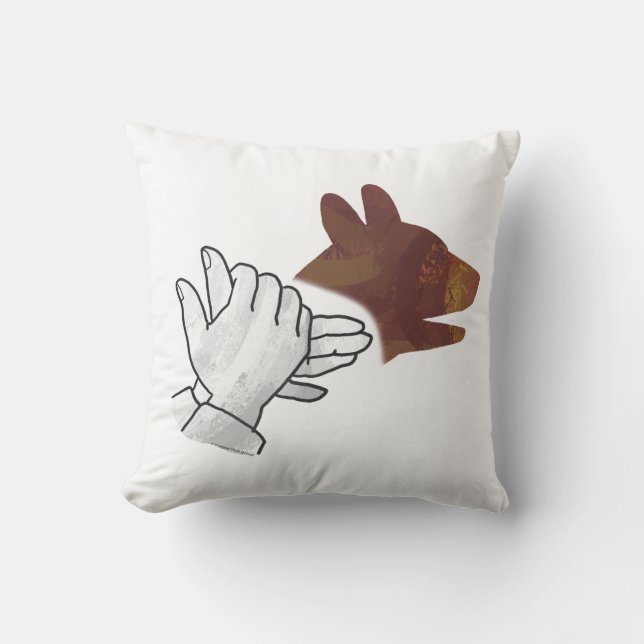 Hand Silhouette Dog Brown Throw Pillow (Front)