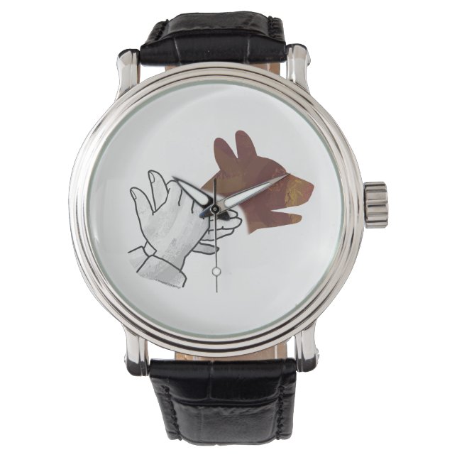Hand Silhouette Dog Brown Watch (Front)