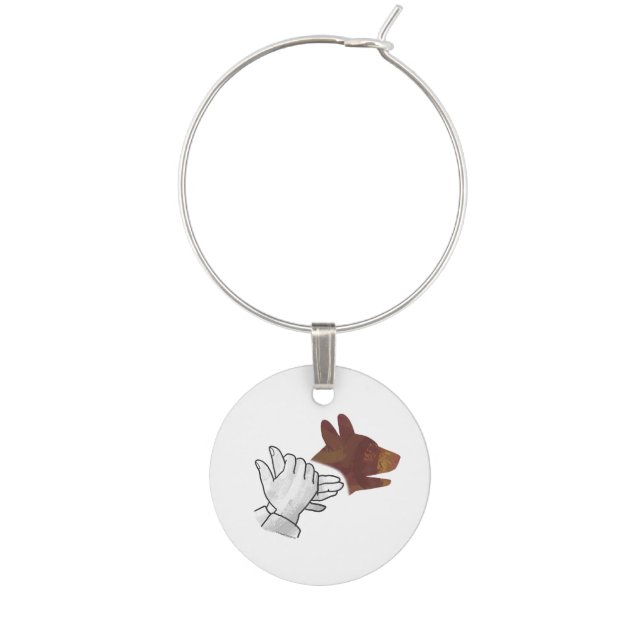 Hand Silhouette Dog Brown Wine Charm (Front)