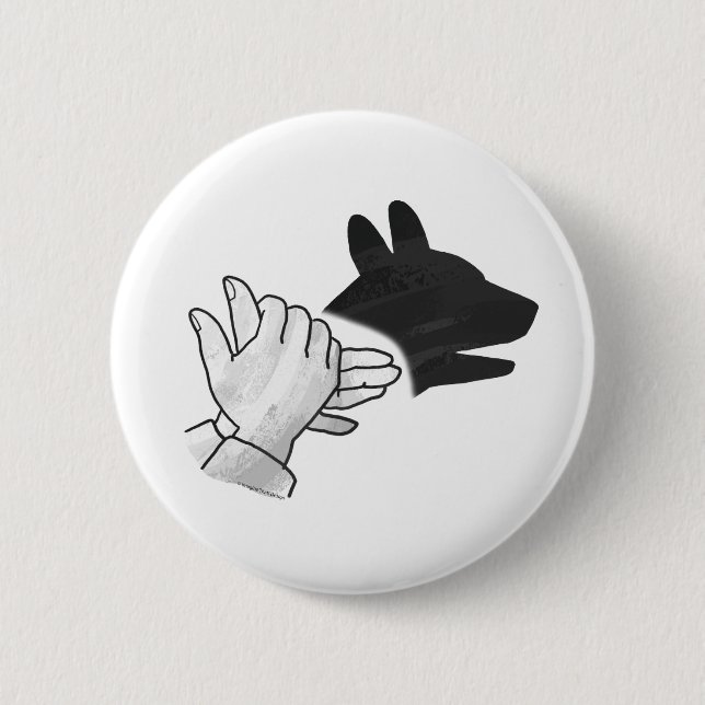 Hand Silhouette Dog Button (Front)