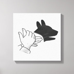 Hand Silhouette Dog Canvas Print