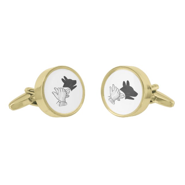 Hand Silhouette Dog Cufflinks (Angled)