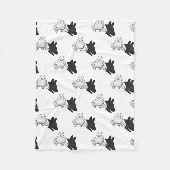 Hand Silhouette Dog Fleece Blanket (Front)