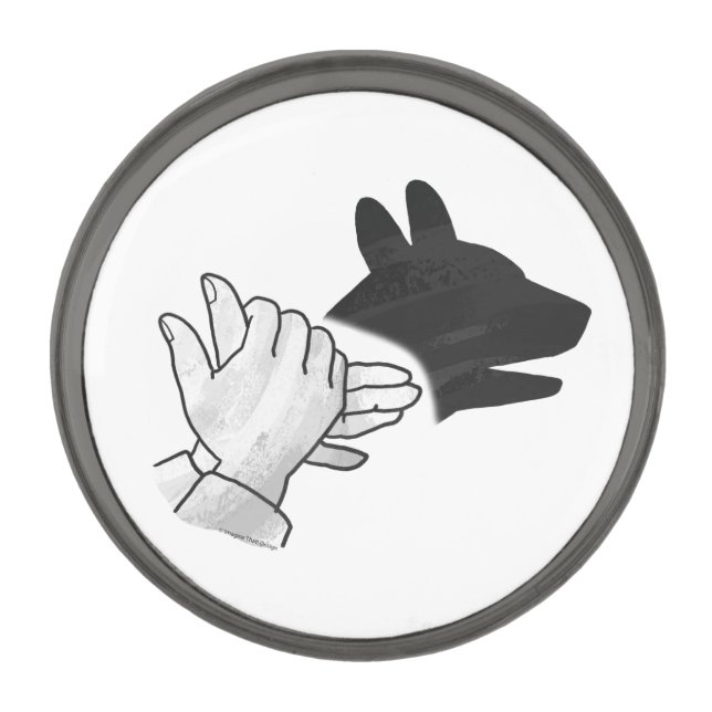 Hand Silhouette Dog Gunmetal Finish Lapel Pin (Front)
