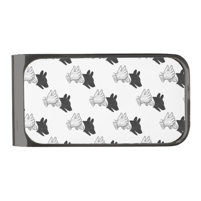 Hand Silhouette Dog Gunmetal Finish Money Clip (Front)
