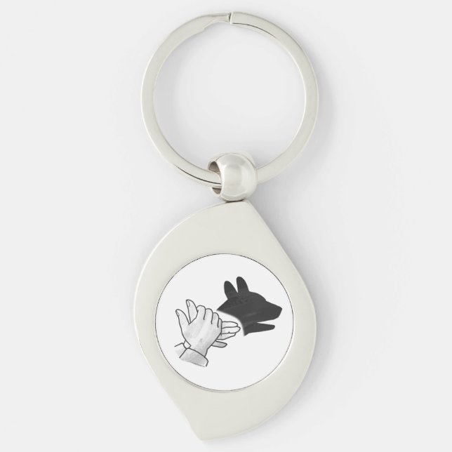 Hand Silhouette Dog Keychain (Front)