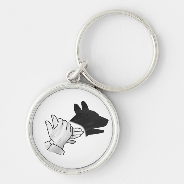 Hand Silhouette Dog Keychain (Front)