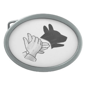Hand Silhouette Dog Oval Belt Buckle