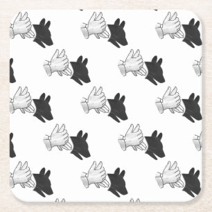 Hand Silhouette Dog Square Paper Coaster