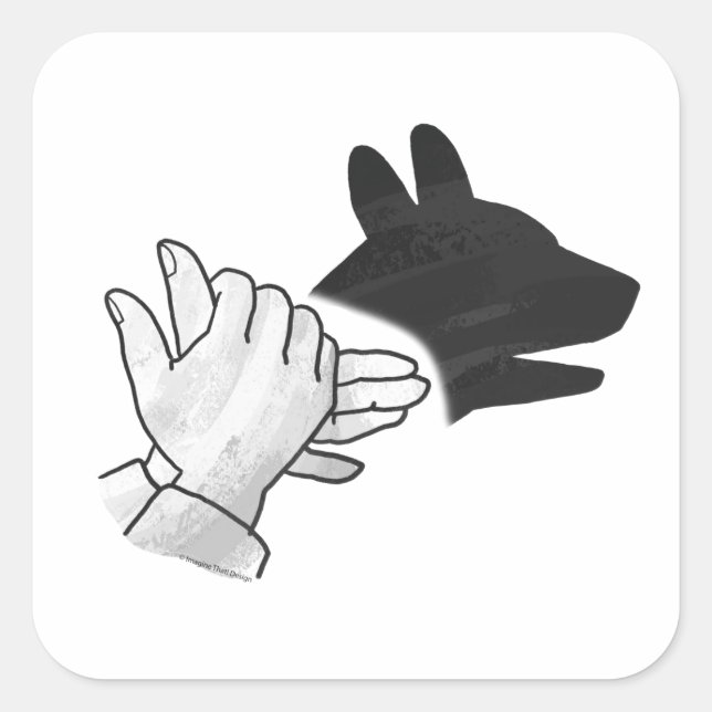 Hand Silhouette Dog Square Sticker (Front)