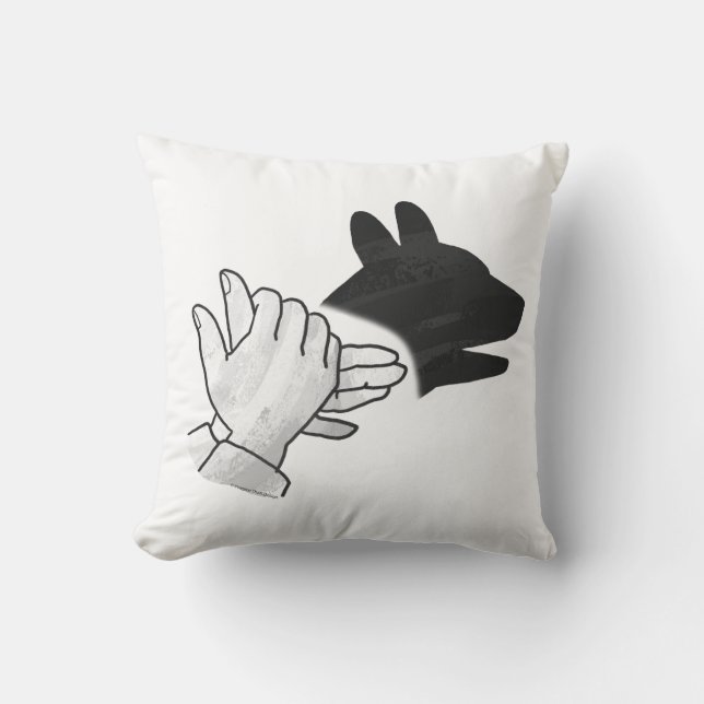 Hand Silhouette Dog Throw Pillow (Front)