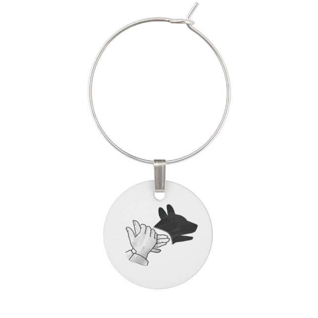 Hand Silhouette Dog Wine Charm (Front)