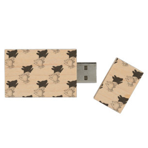 Hand Silhouette Dog Wood USB Flash Drive