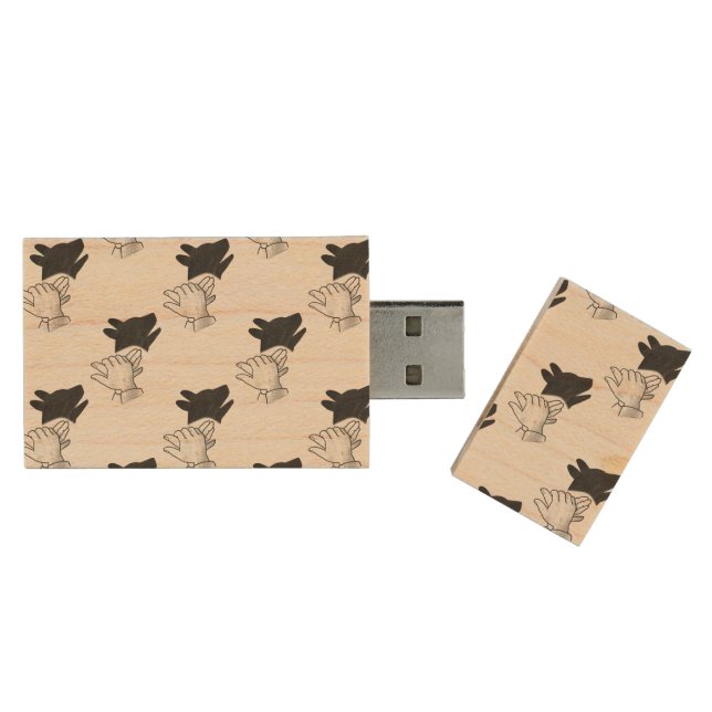 Hand Silhouette Dog Wood USB Flash Drive (Opened)