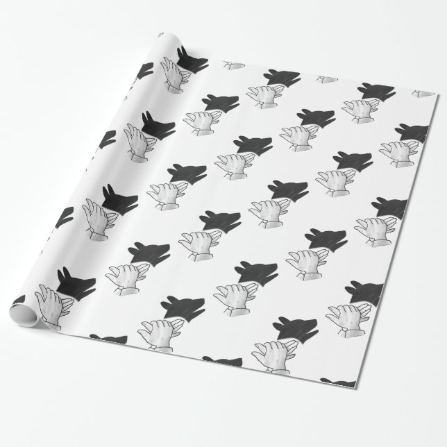 Hand Silhouette Dog Wrapping Paper (Unrolled)