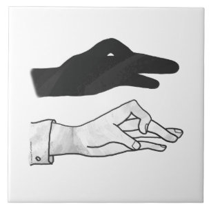 Hand Silhouette Duck Ceramic Tile