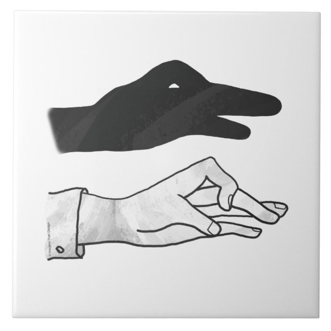 Hand Silhouette Duck Ceramic Tile (Front)