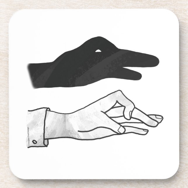 Hand Silhouette Duck Drink Coaster (Front)