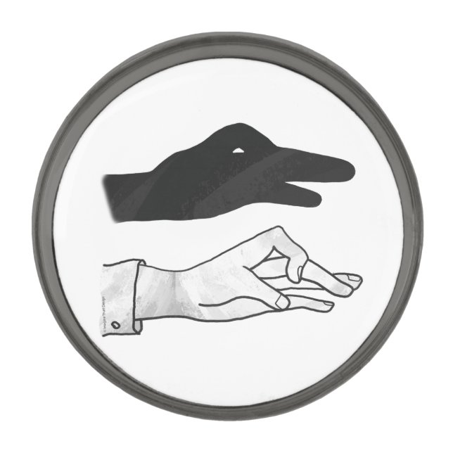 Hand Silhouette Duck Gunmetal Finish Lapel Pin (Front)