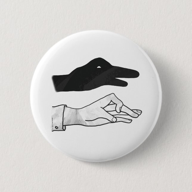 Hand Silhouette Duck Pinback Button (Front)