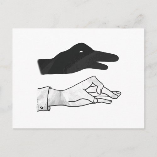 Hand Silhouette Duck Postcard