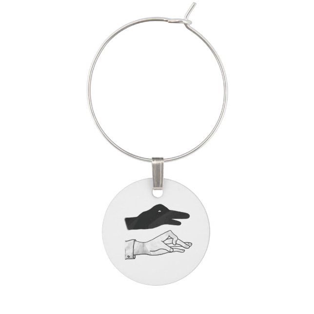 Hand Silhouette Duck Wine Glass Charm (Front)