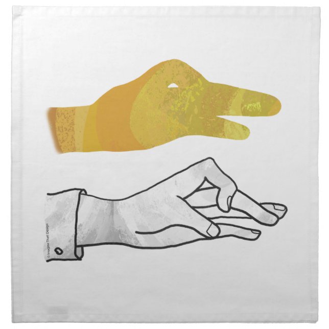 Hand Silhouette Duck Yellow Cloth Napkin (Front)