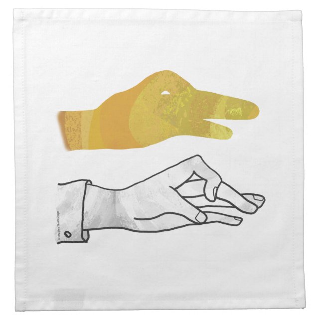 Hand Silhouette Duck Yellow Cloth Napkin (Front)
