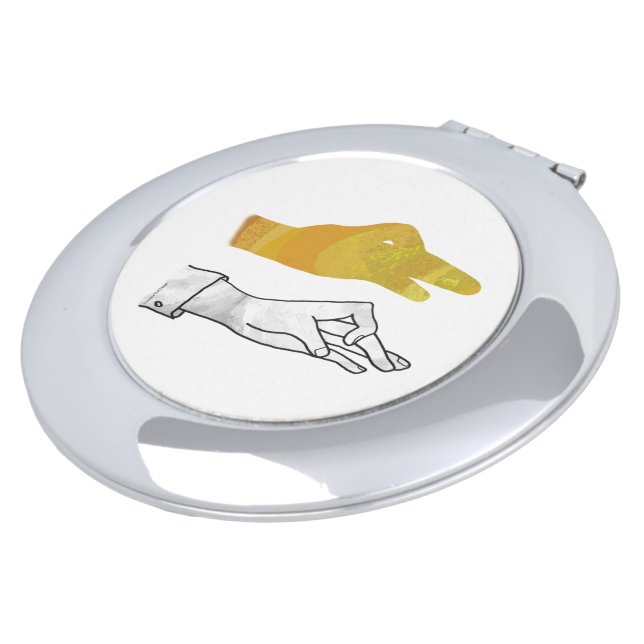 Hand Silhouette Duck Yellow Compact Mirror (Turned)