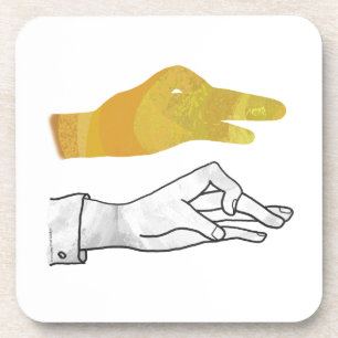 Hand Silhouette Duck Yellow Drink Coaster