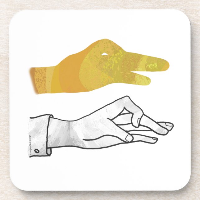 Hand Silhouette Duck Yellow Drink Coaster (Front)
