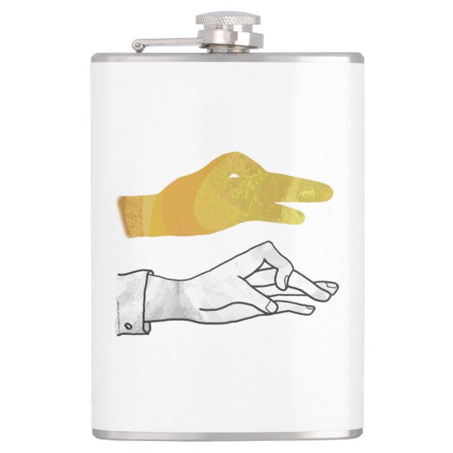Hand Silhouette Duck Yellow Flask (Front)
