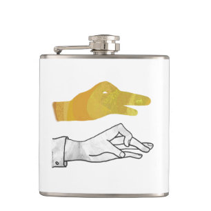 Hand Silhouette Duck Yellow Hip Flask