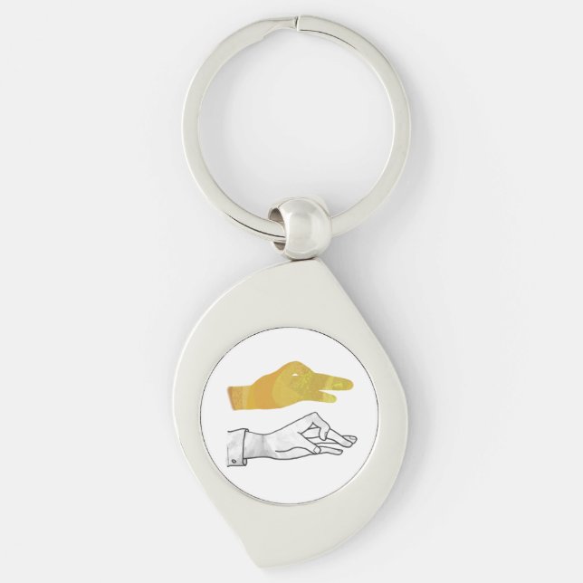Hand Silhouette Duck Yellow Keychain (Front)