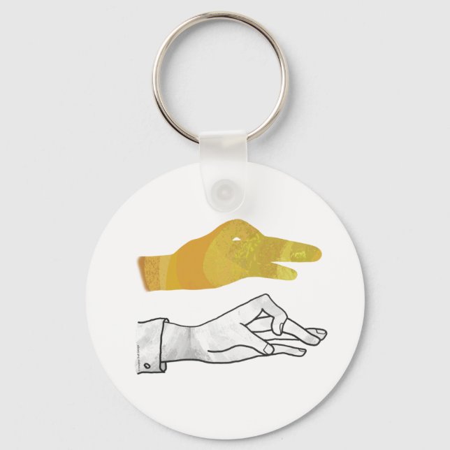 Hand Silhouette Duck Yellow Keychain (Front)