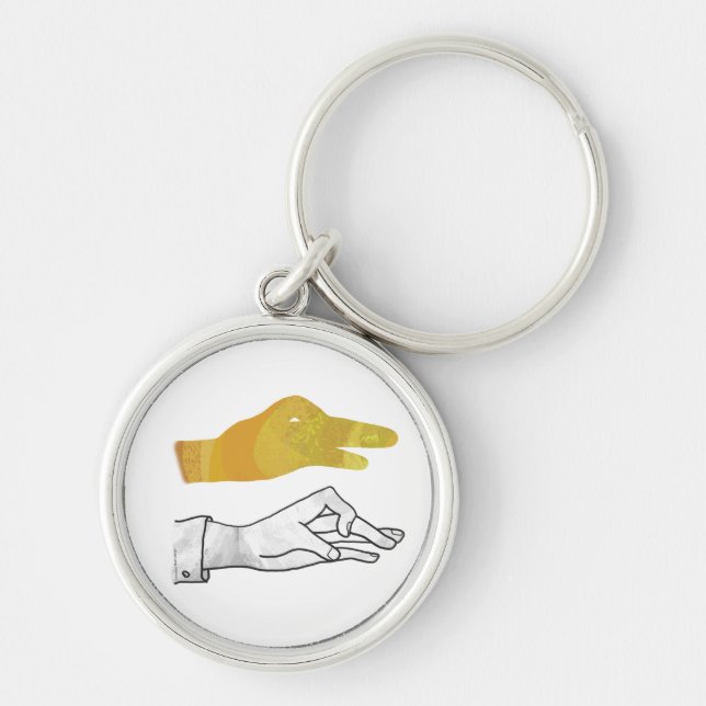 Hand Silhouette Duck Yellow Keychain (Front)