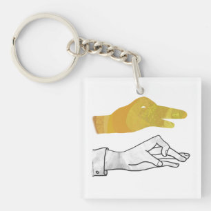 Hand Silhouette Duck Yellow Keychain