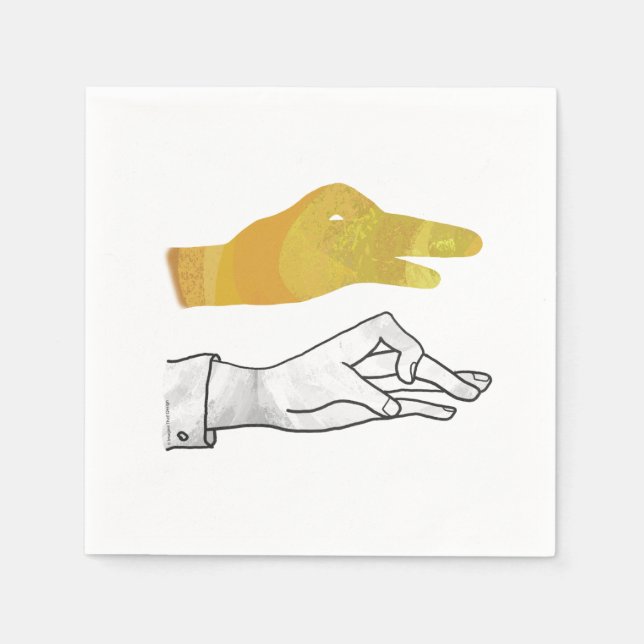 Hand Silhouette Duck Yellow Napkins (Front)