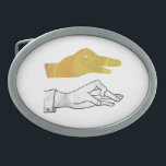 Hand Silhouette Duck Yellow Oval Belt Buckle<br><div class="desc">Duck Hand Silhouette t-shirts, gifts, electronics and accessories brought to you by ITD features our classic shadow hand puppet design in black and white and yellow with our signature texture. Shadow hand puppets are always fun to watch and fun to create. A few tips: Use a light colored wall and...</div>