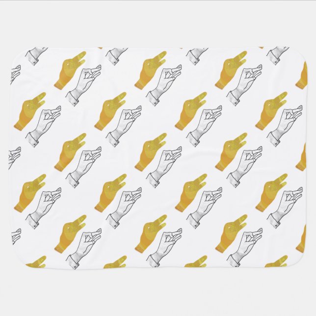 Hand Silhouette Duck Yellow Receiving Blanket (Horizontal)