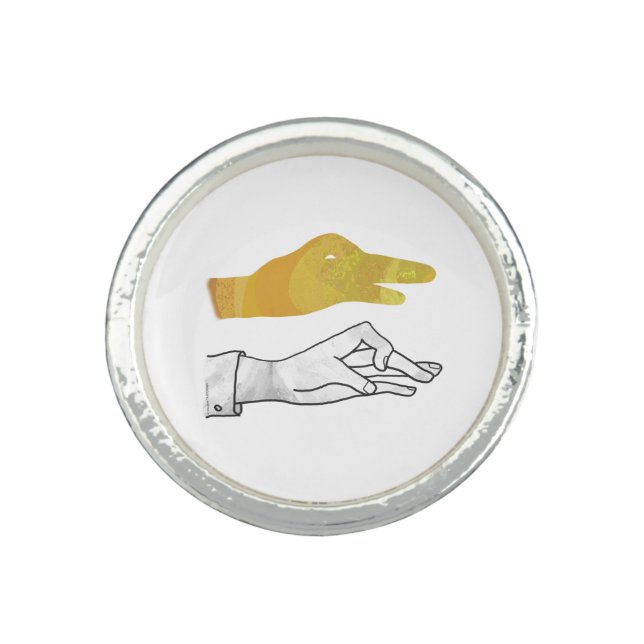 Hand Silhouette Duck Yellow Ring (Front)