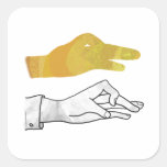 Hand Silhouette Duck Yellow Square Sticker