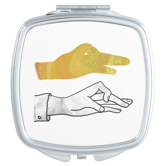 Hand Silhouette Duck Yellow Vanity Mirror (Front)