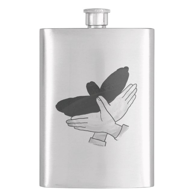 Hand Silhouette Eagle Flask (Front)
