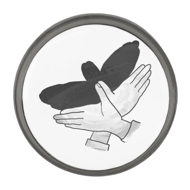 Hand Silhouette Eagle Gunmetal Finish Lapel Pin (Front)