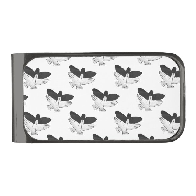 Hand Silhouette Eagle Gunmetal Finish Money Clip (Front)