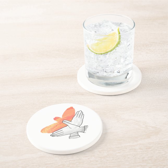 Hand Silhouette Eagle Orange Coaster (Side)